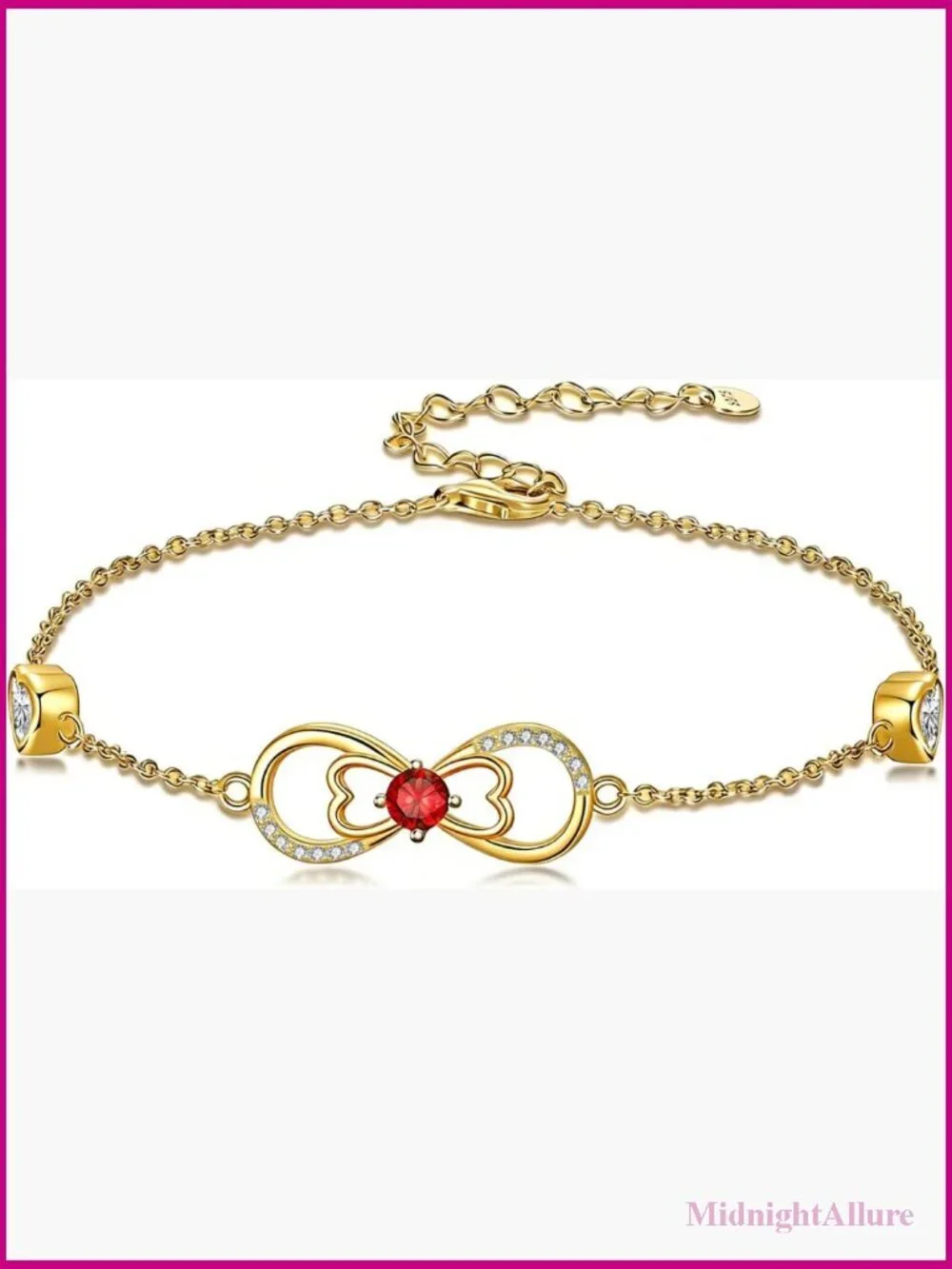 18K Gold Plated Infinity Birthstone Bracelet Link